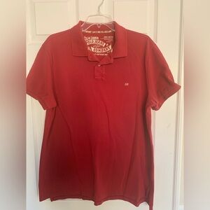 Ralph Lauren Red Polo Shirt: US Flag 🇺🇸 on Chest, 💯% Cotton, Short Sleeves, XL